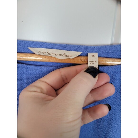 Soft Surroundings Plus Size Popover Top Size 1X 3/4 Length Sleeves Minim… - Picture 3 of 6